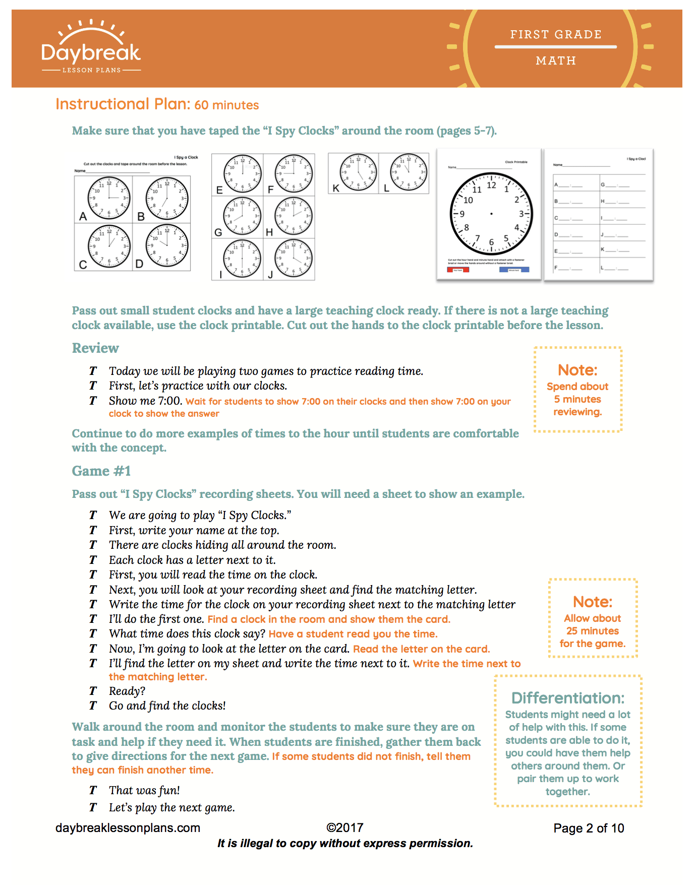 1st Grade Math Lesson Plan