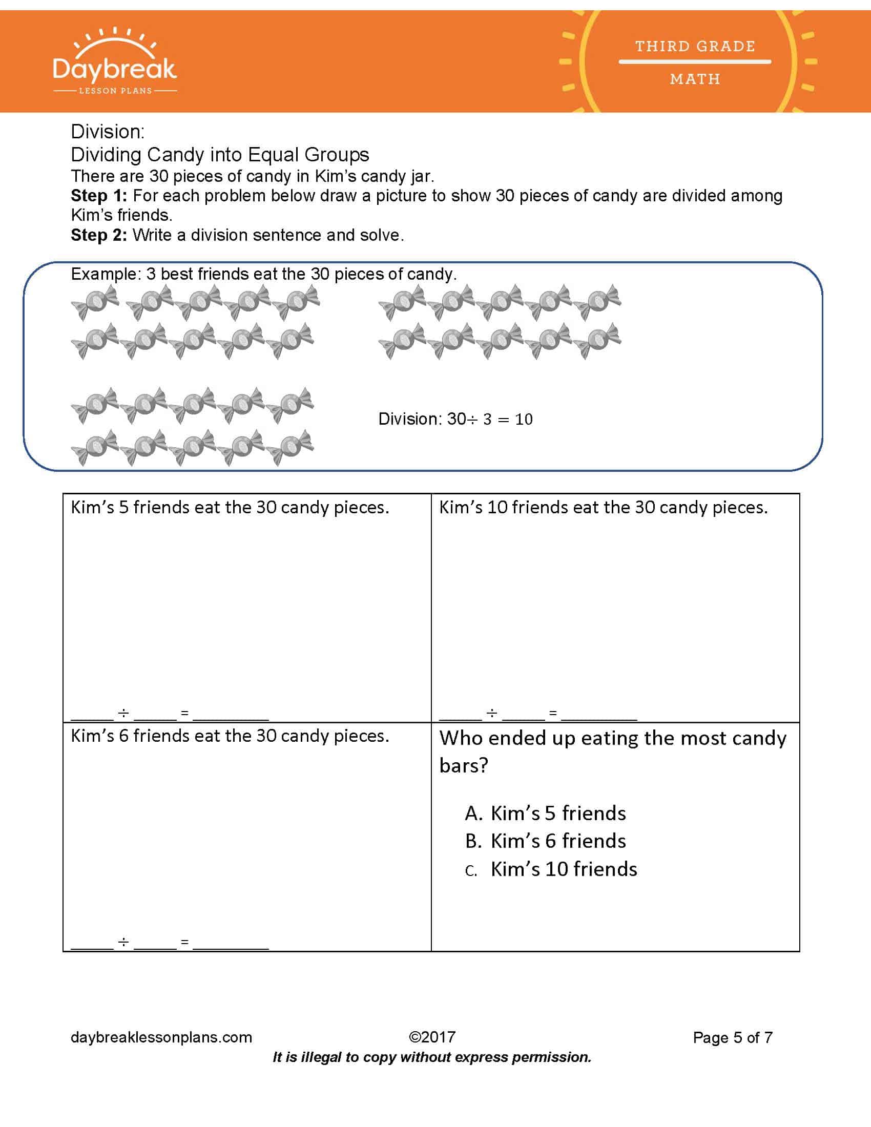 Division Whole Number Quotients As Equal Shares